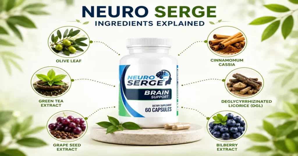 Key natural ingredients used in the Neuro Serge Brain Support formula